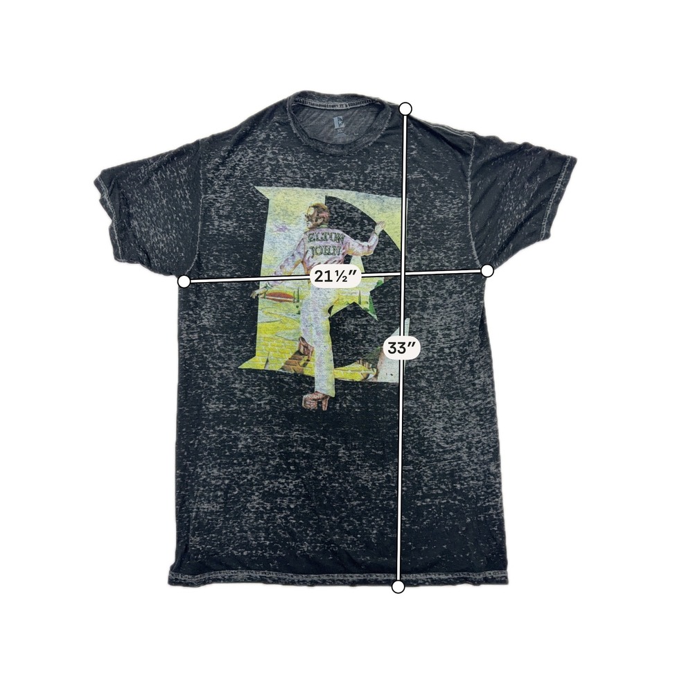 Elton John Farewell Yellow Brick Road Tour 2019 Burnout Graphic T-Shirt XL Sheer